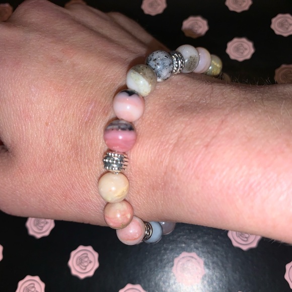🪬2/$20🪬 ✋🏼Made Nat 8mm Rhodochrosite & Nat 8mm Pink Opal Stone Bracelet - Picture 10 of 16